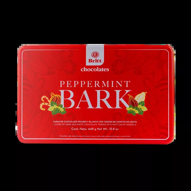 PEPPERMINT BARK CHOCOLATE WITH CANISTER