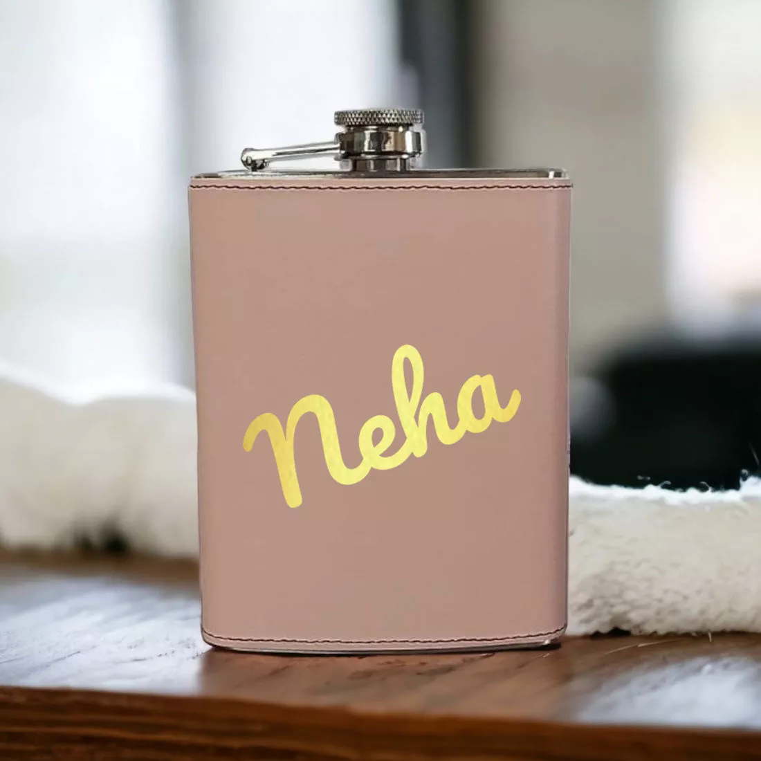 Personalised Hip Flask Leather Whiskey Flasks With Name