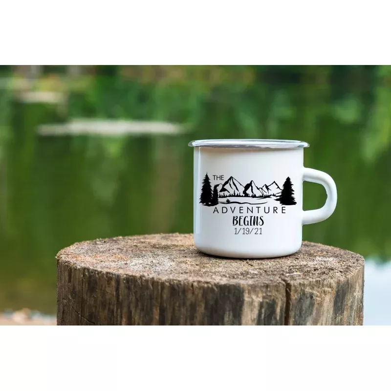 Personalized Adventure Begins Design Camping Coffee Mug