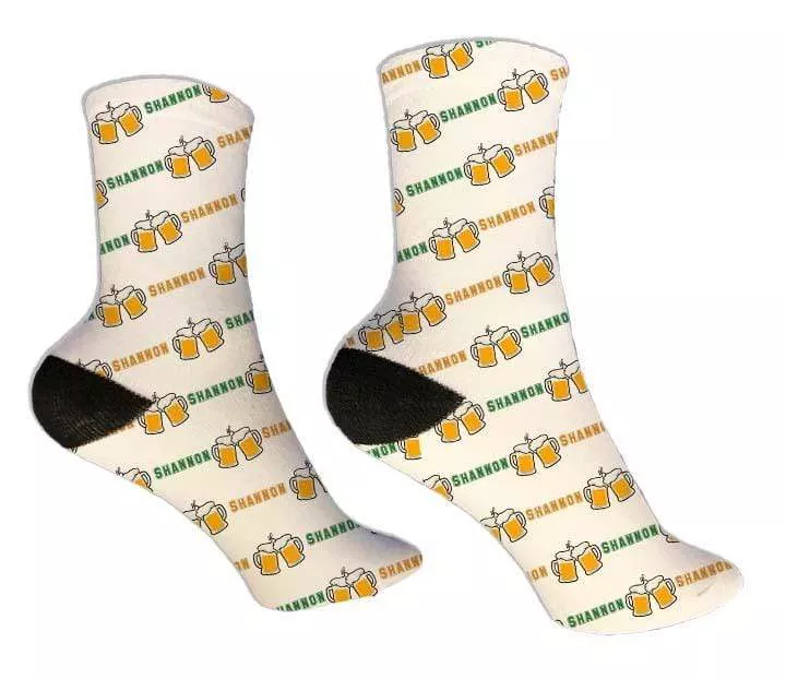 Personalized Beer Mug St. Patrick's Day Design Socks