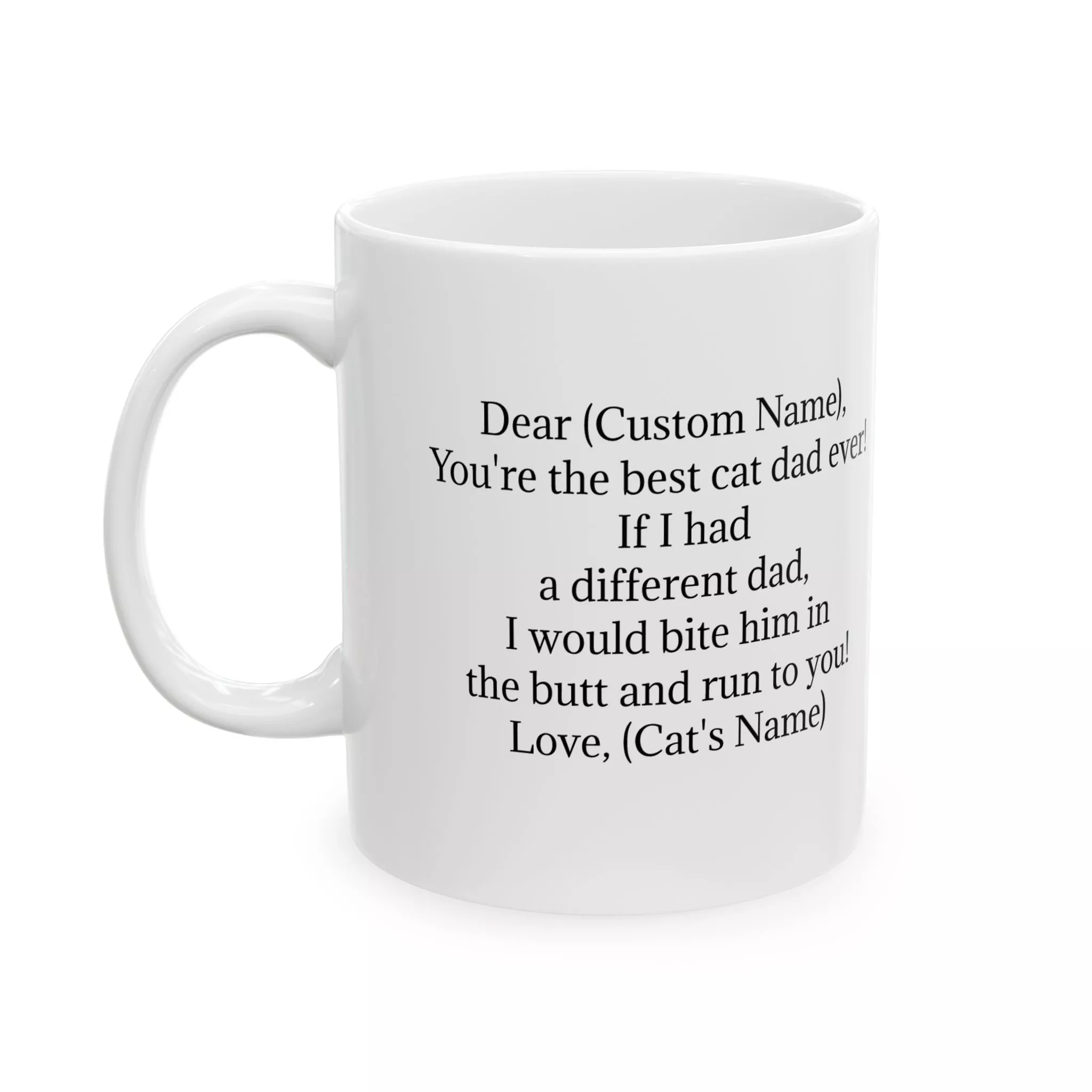 Personalized Ceramic Coffee Mug for Dad - Best Cat Dad Ever Gift