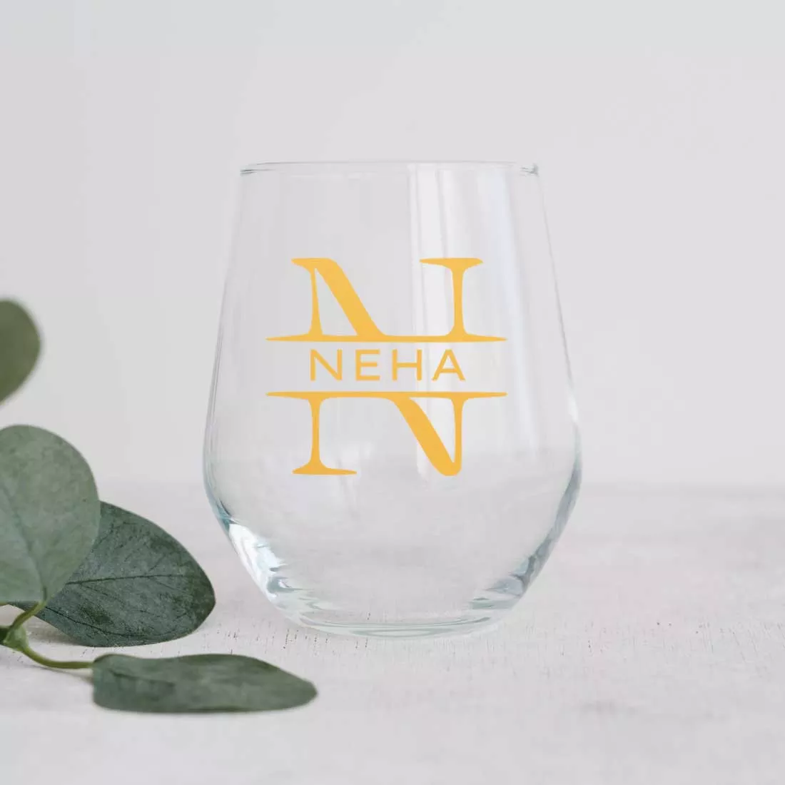 Personalized Drink Glass Custom Stemless Wine Glasses With Name Monogram
