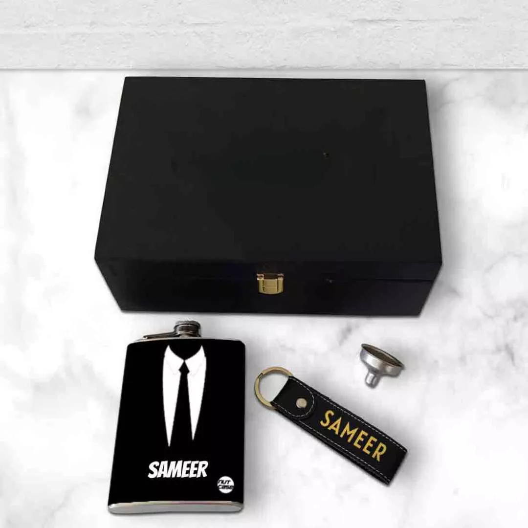 Personalized Gifts for Him Ideas Gift Box Hip Flask Keychains Set