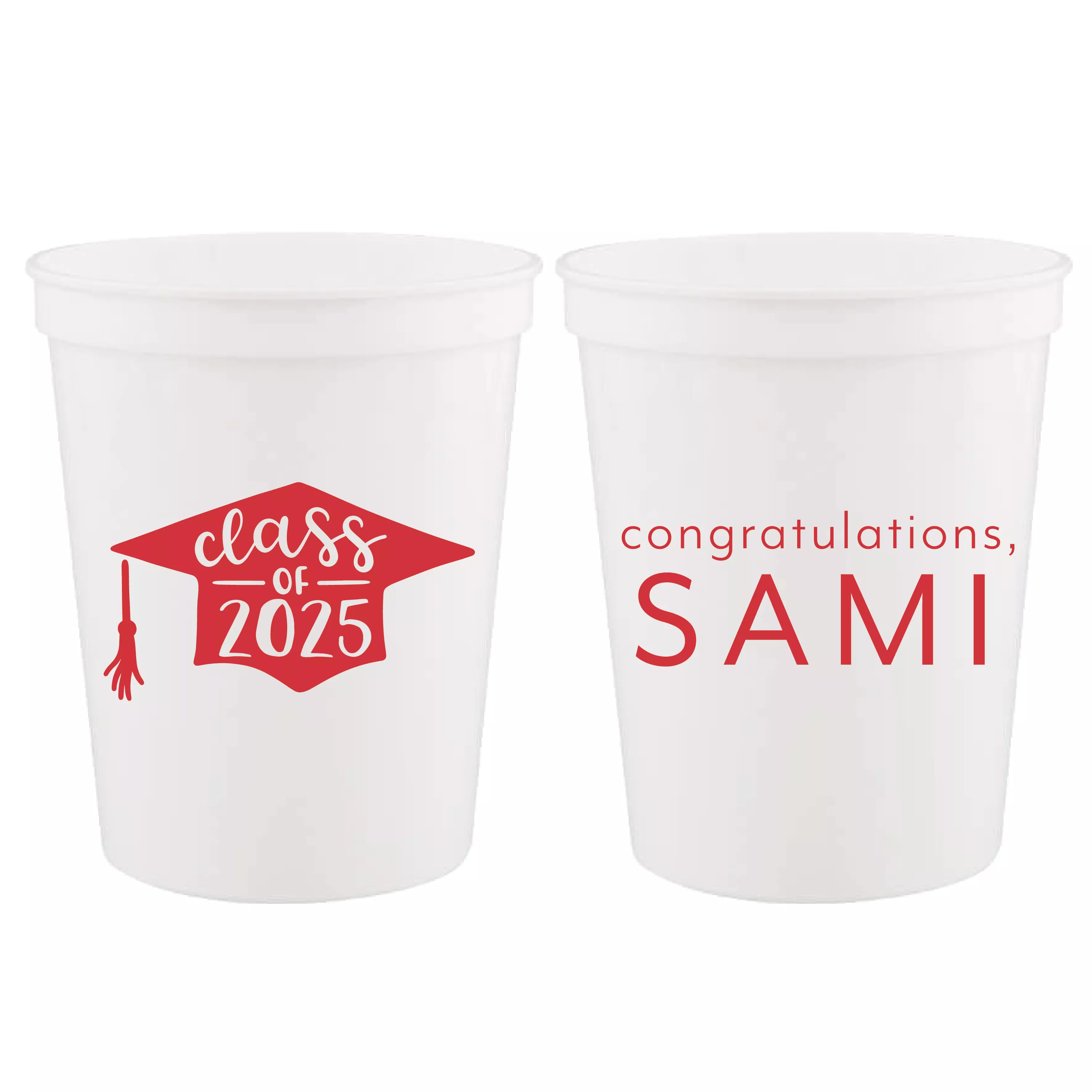 Personalized Graduation Cap Stadium Plastic Cups