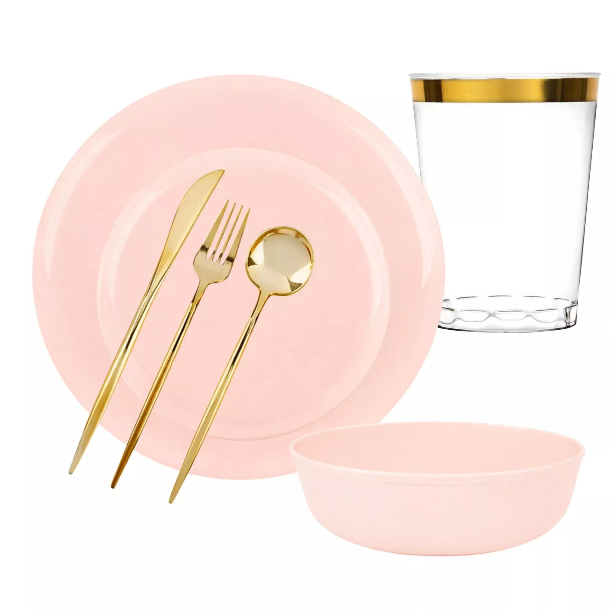 Pink Disposable Dinnerware Set Elegant Party Pack: Edge