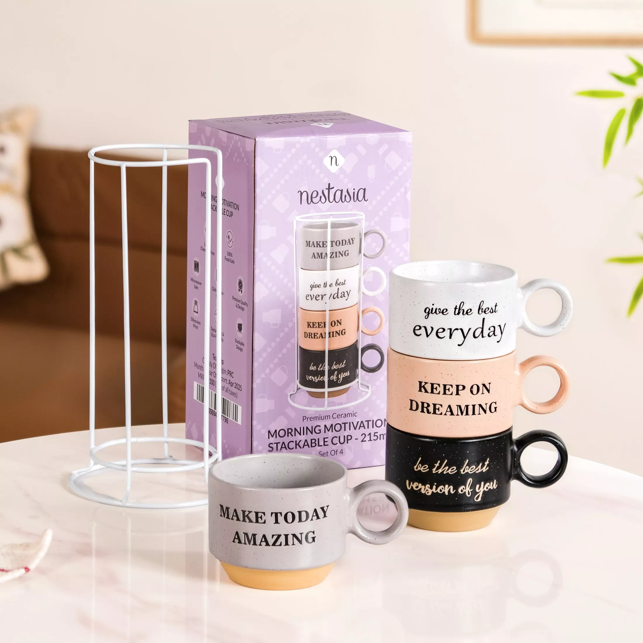 Productivity Quotes Stackable Cup Set Of 4 215ml