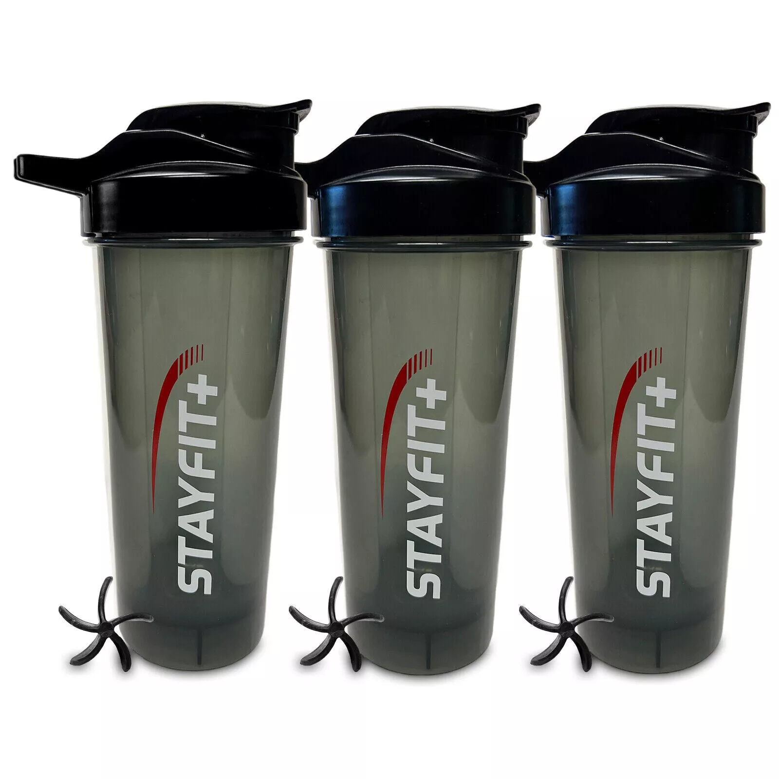Protein Shaker Bottle 3-Pack (Black)