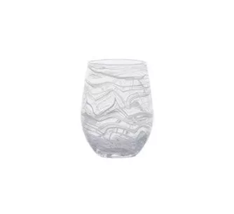 Puro Marbled Stemless Wine Glass - White