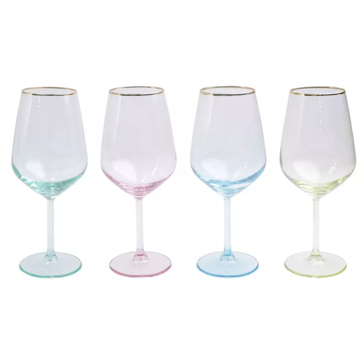 Rainbow Assorted Wine Glasses Set of 4