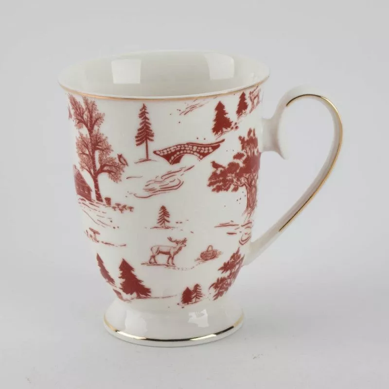 Red Toile Village Mug