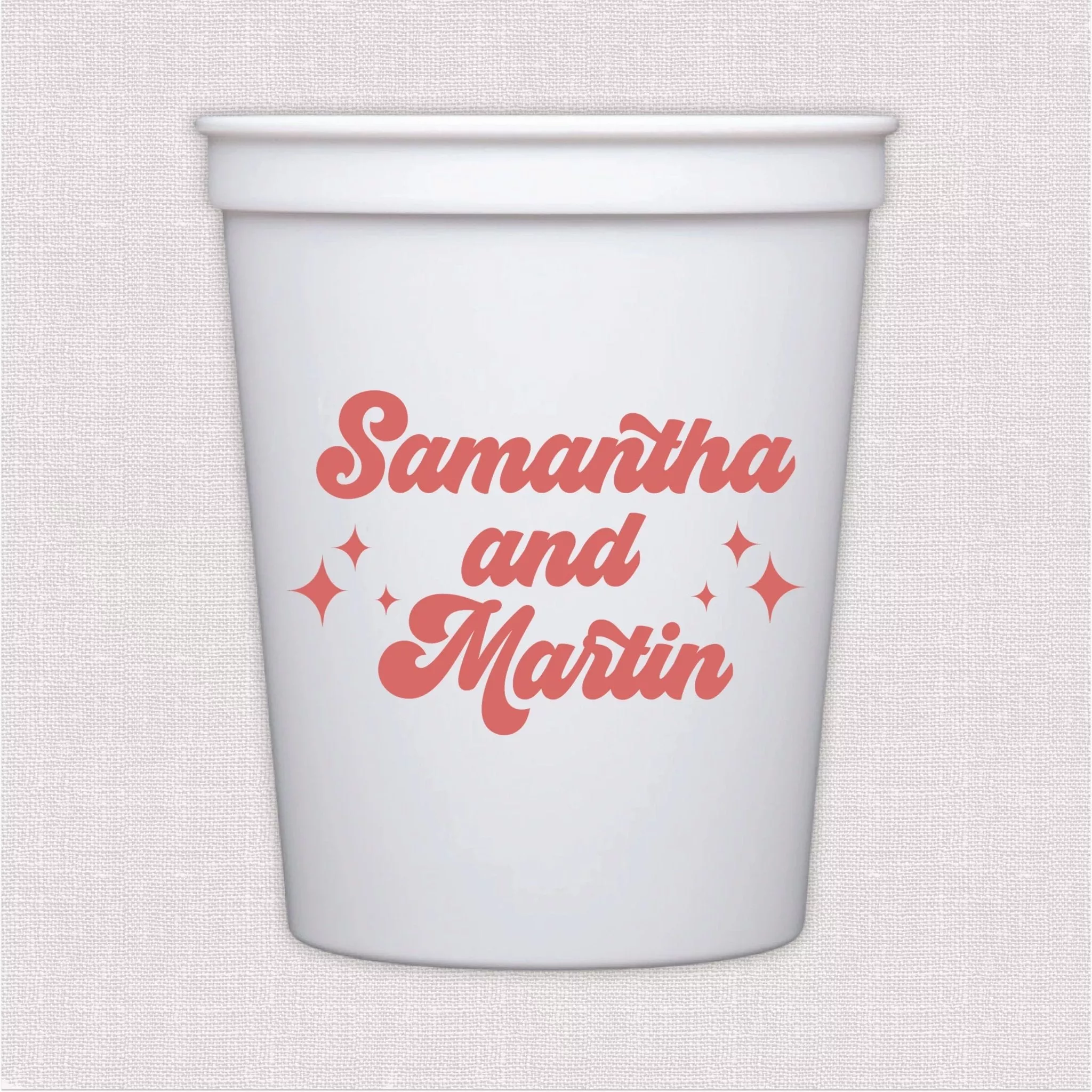 Retro Personalized Wedding Stadium Cups