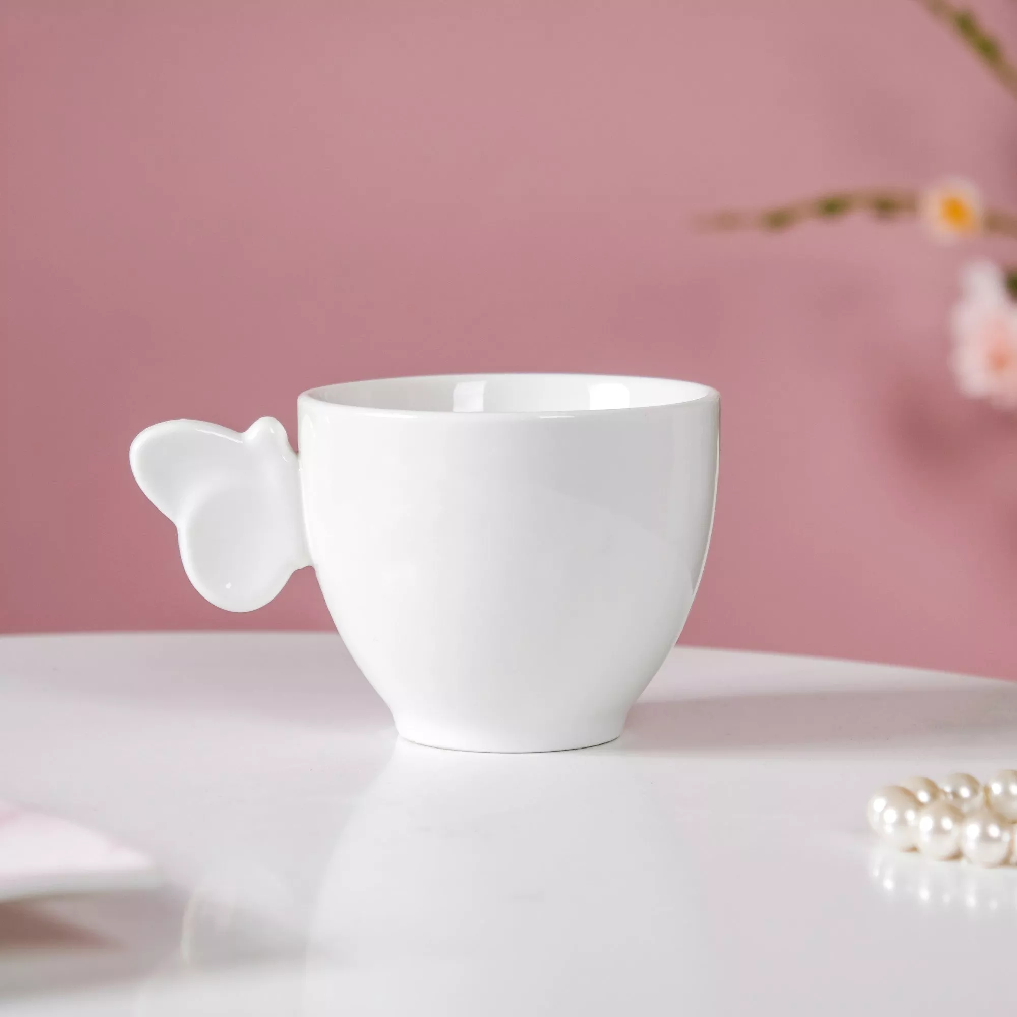Riona Ceramic Butterfly Cup White