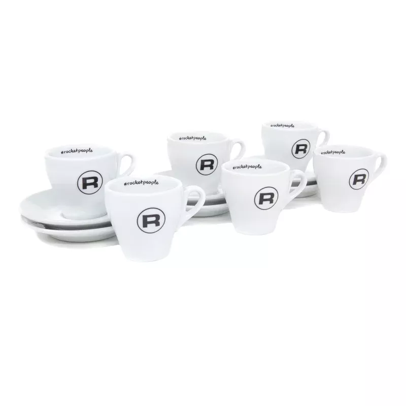 Rocket Espresso 6 Piece Flat White Cup and Saucer Set – White