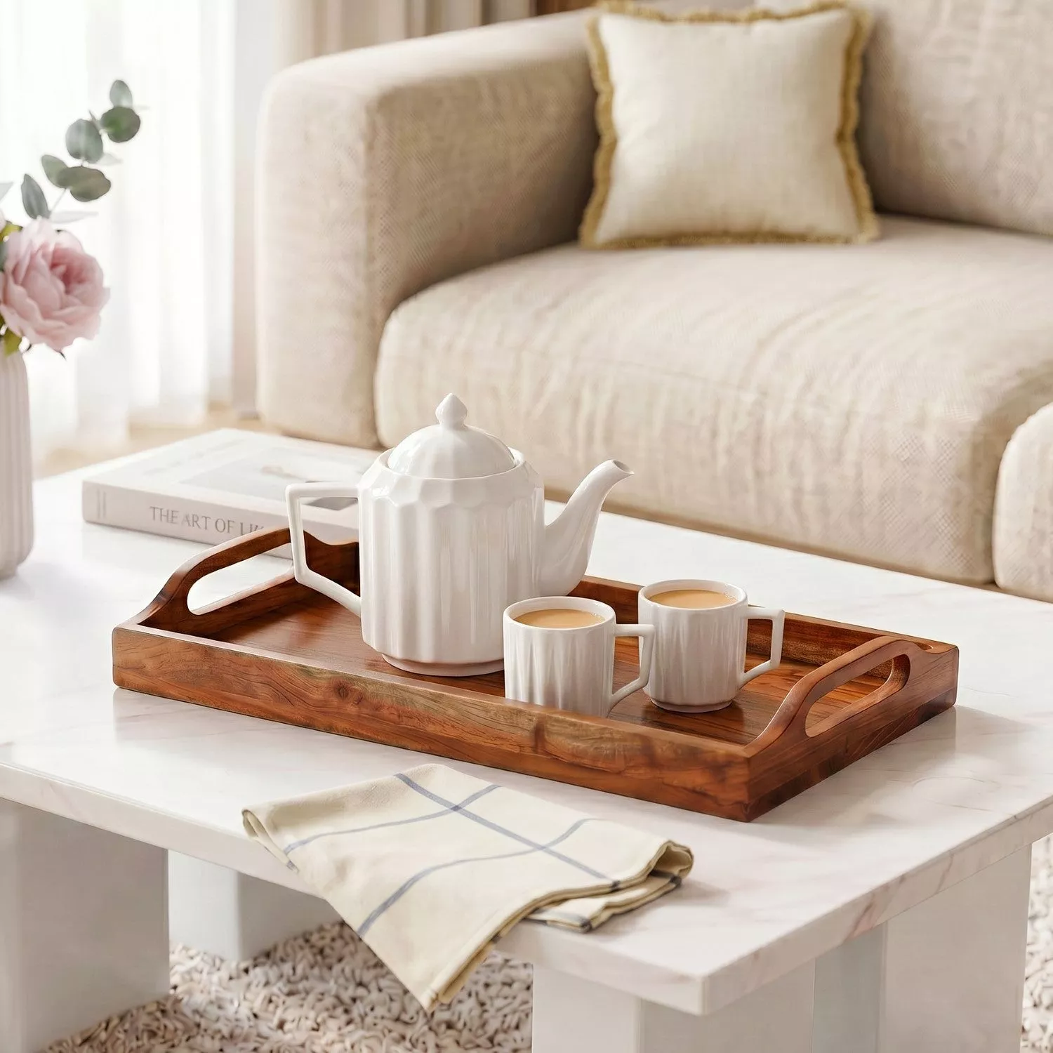 Rustic Serving Tray With Handles 36x20cm
