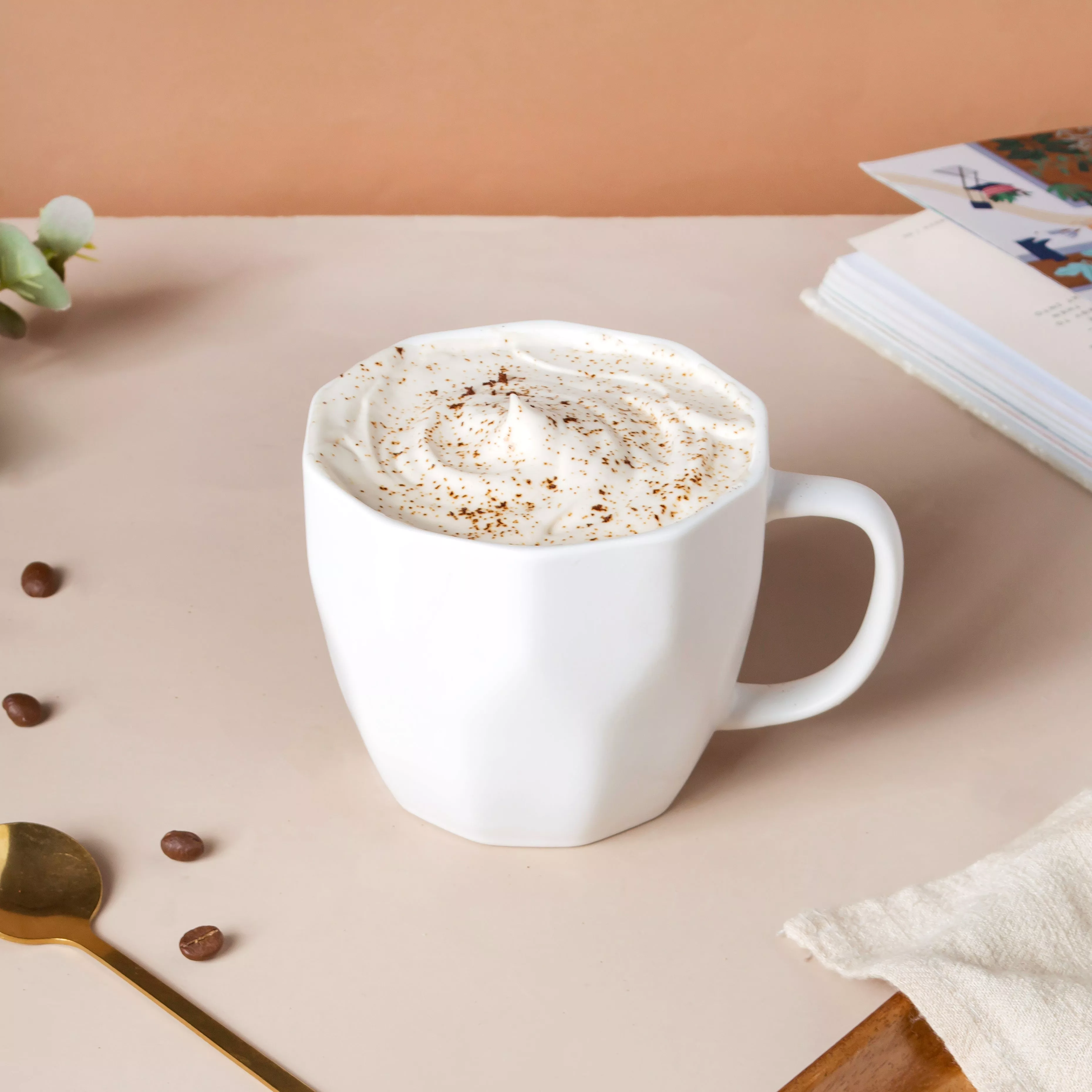 Serena White Embossed Cup