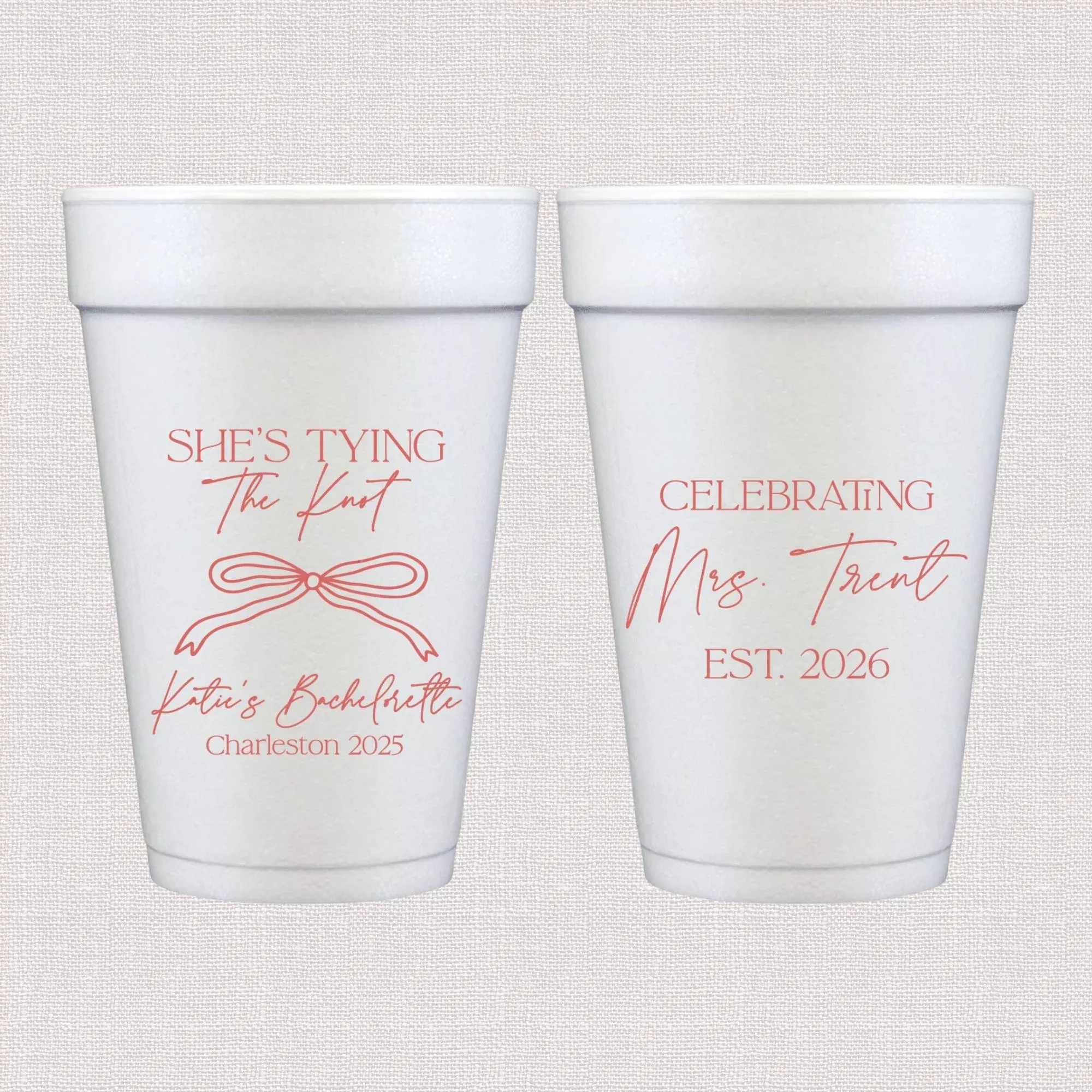She's Tying The Knot Bachelorette Foam Cups