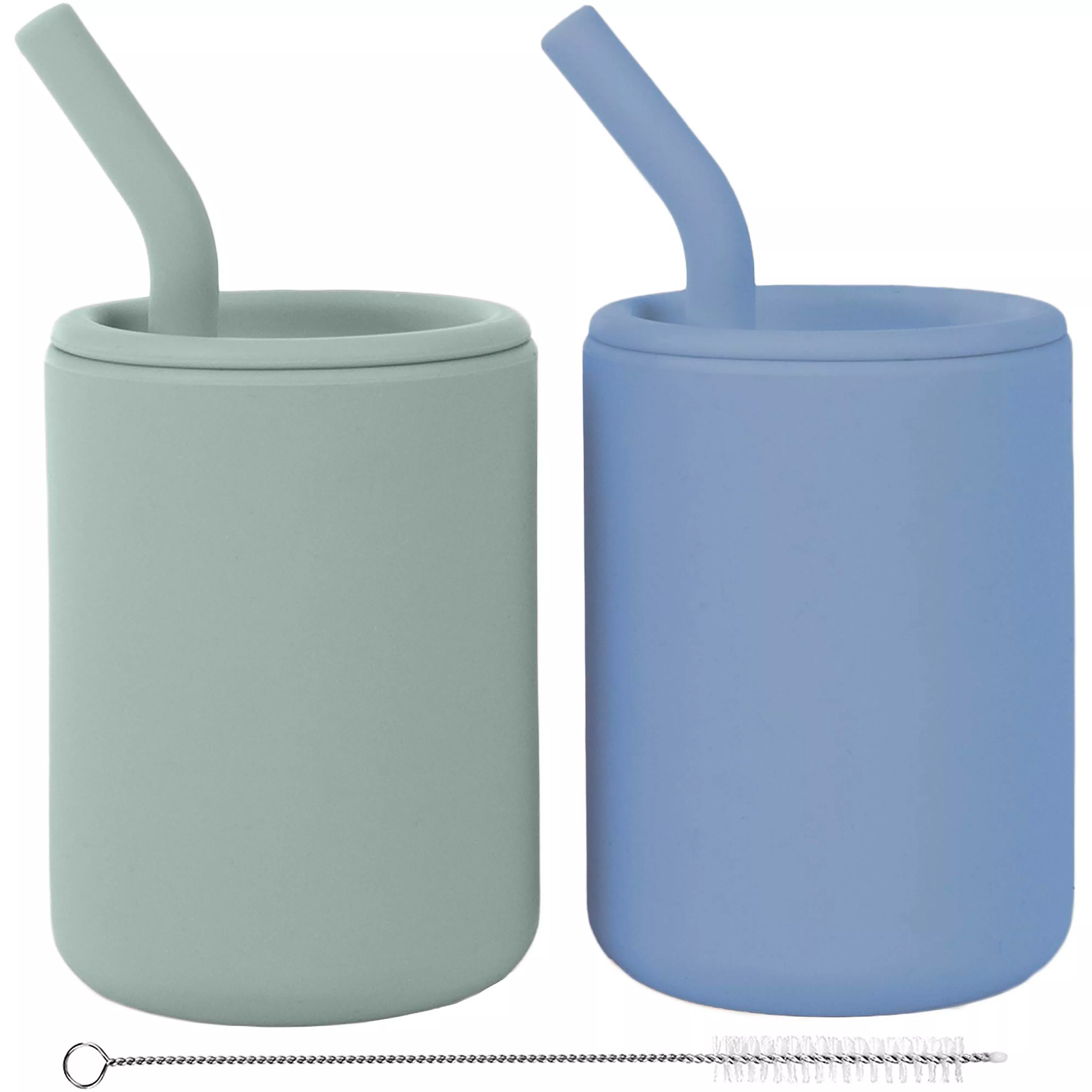 Silicone Straw Cups with Lids 4 oz or 8 oz (Set of 2)