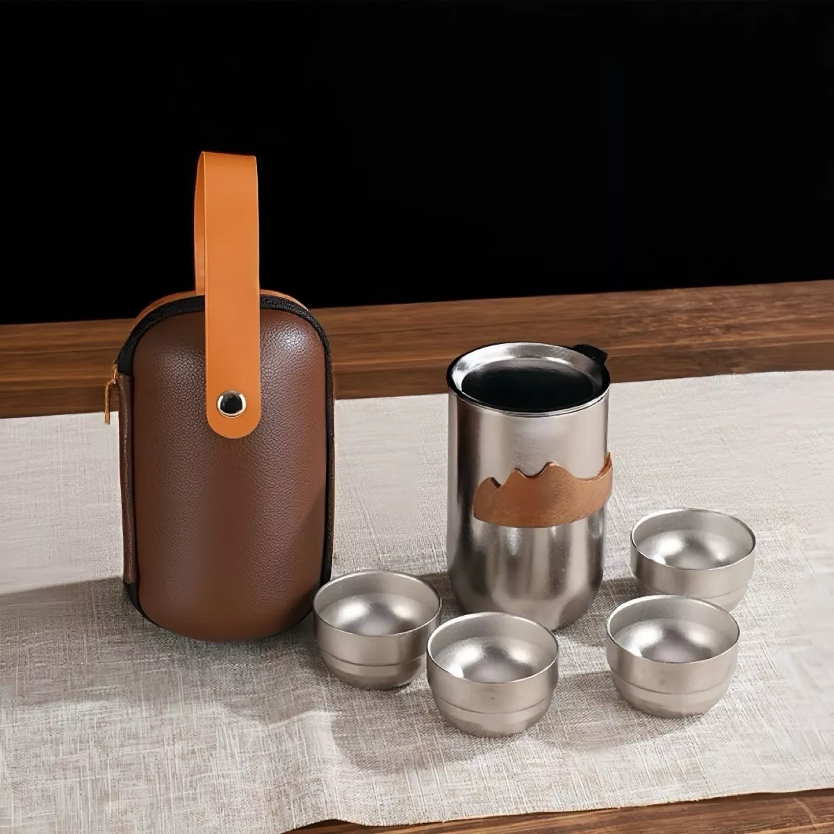 Silver Whisper- Lifetime Double-Wall Titanium Travel Tea Set