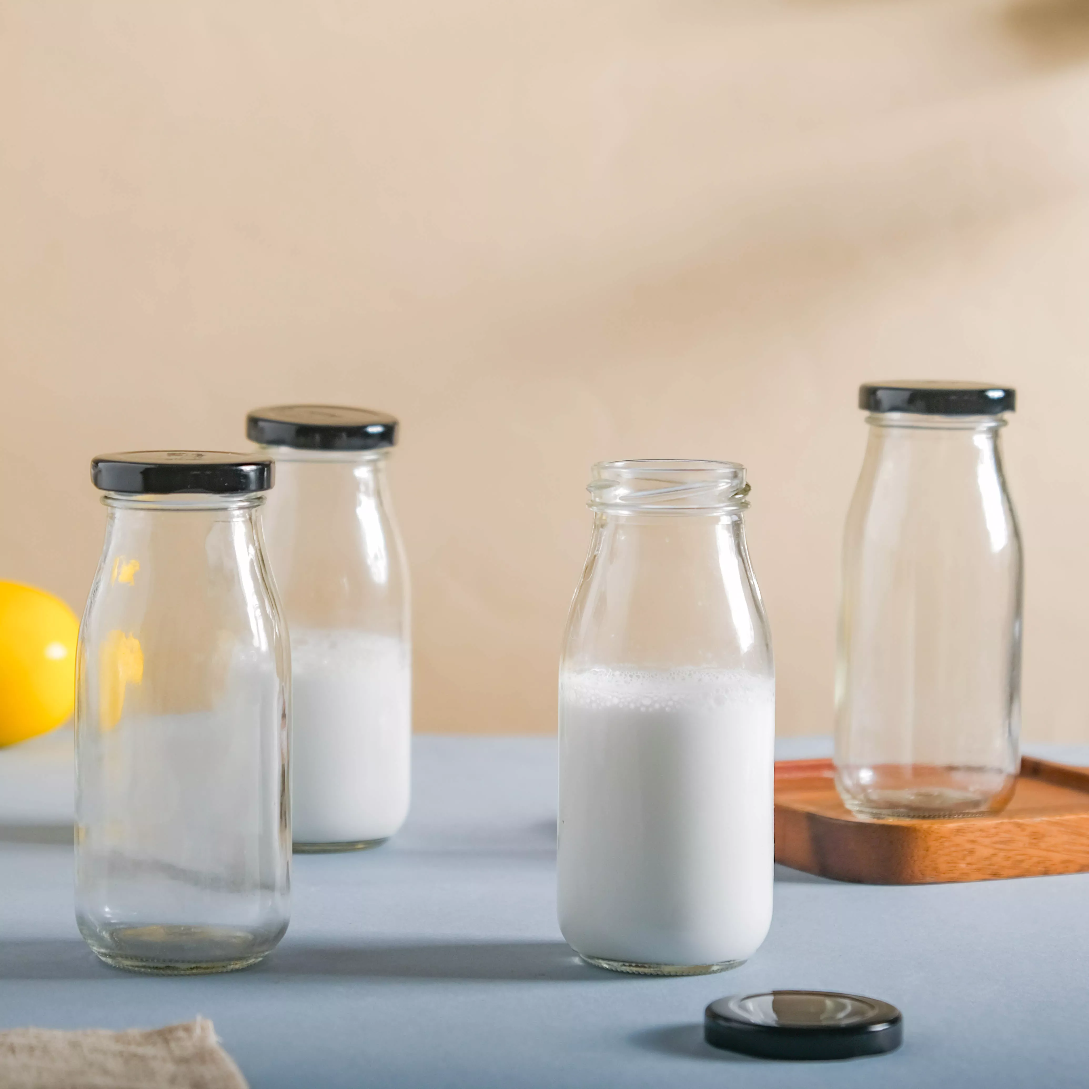 Small Glass Bottle with Lid Set of 4