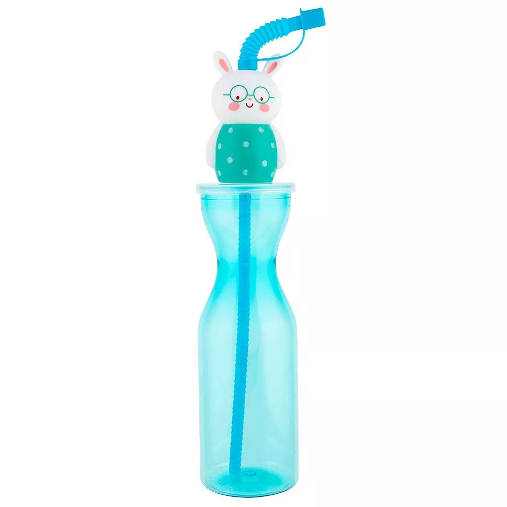 Soft Head Bottle With Straw - Bunny