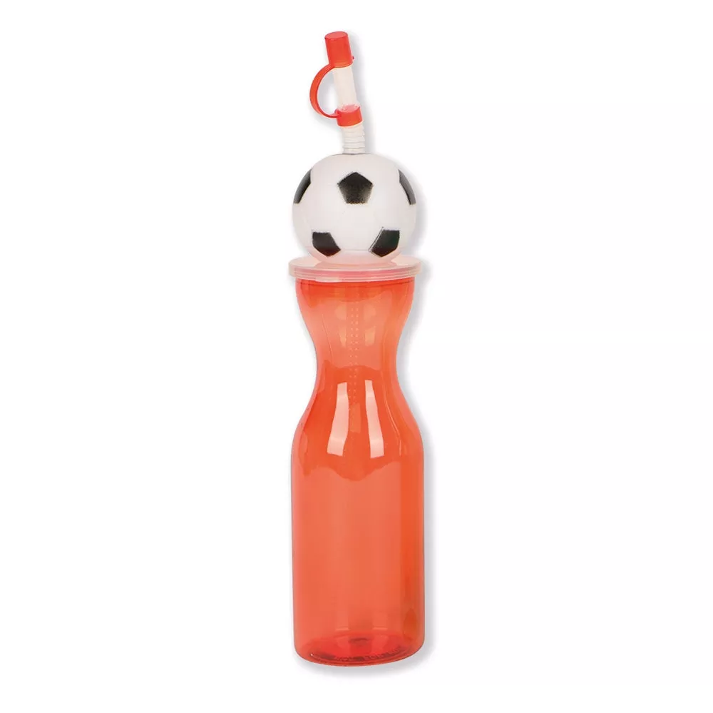 Soft Head Football Bottle with Straw