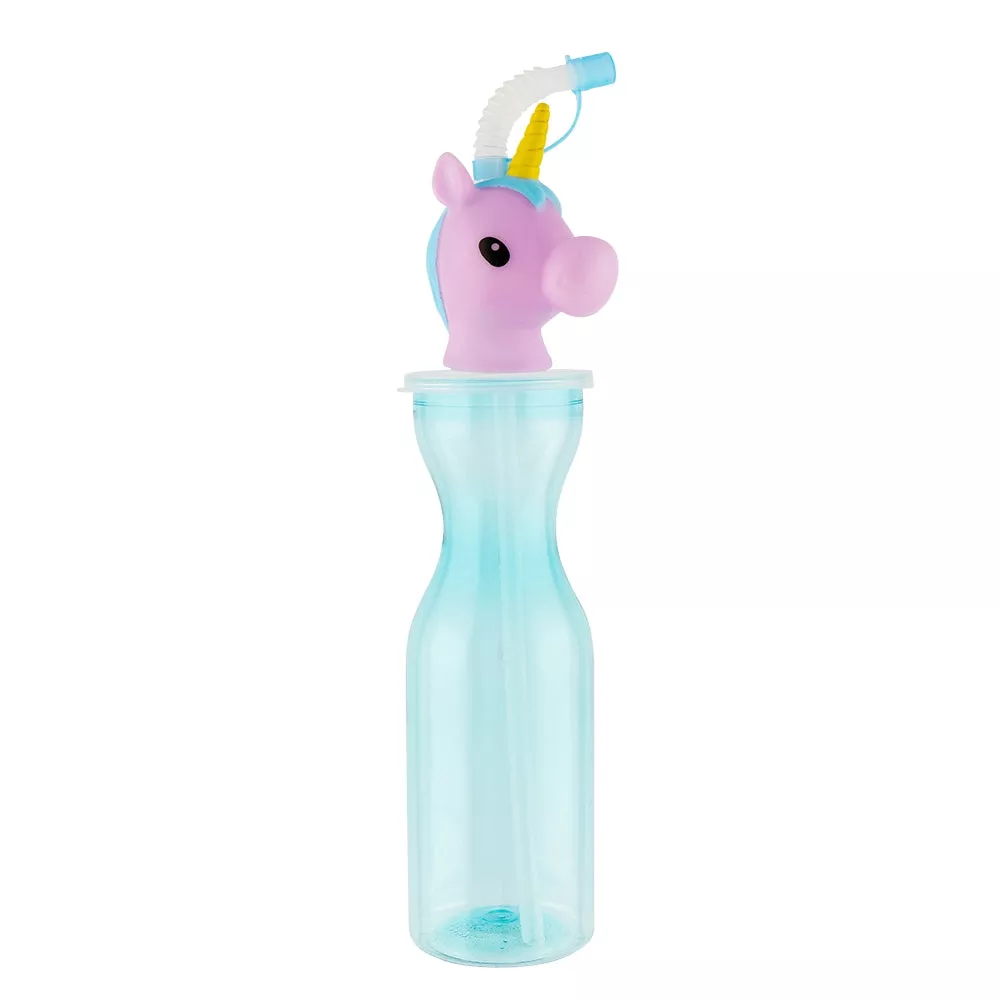 Soft Head Unicorn Bottle With Straw