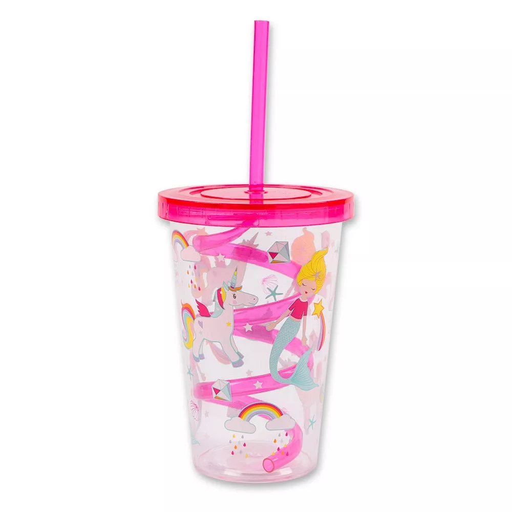 Spiral Straw Cup Unicorn Mermaid