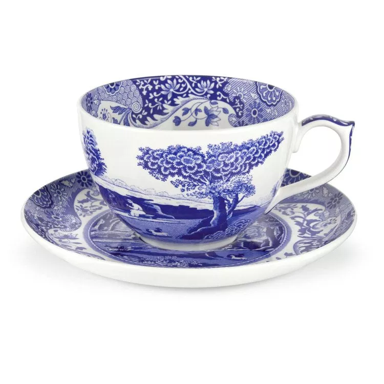 Spode Blue Italian Jumbo Cup and Saucer