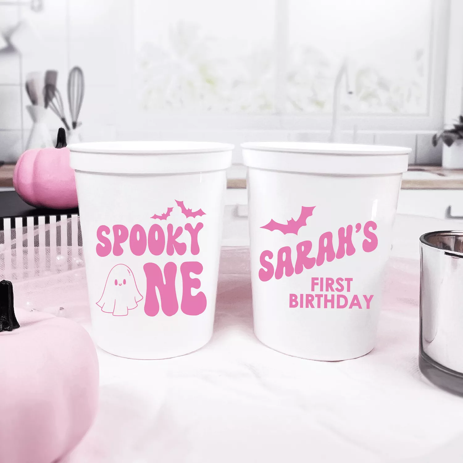 Spooky One First Birthday Stadium Cups