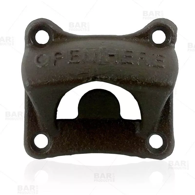Square Open Here Themed Wall Mounted Bottle Opener - Cast Iron