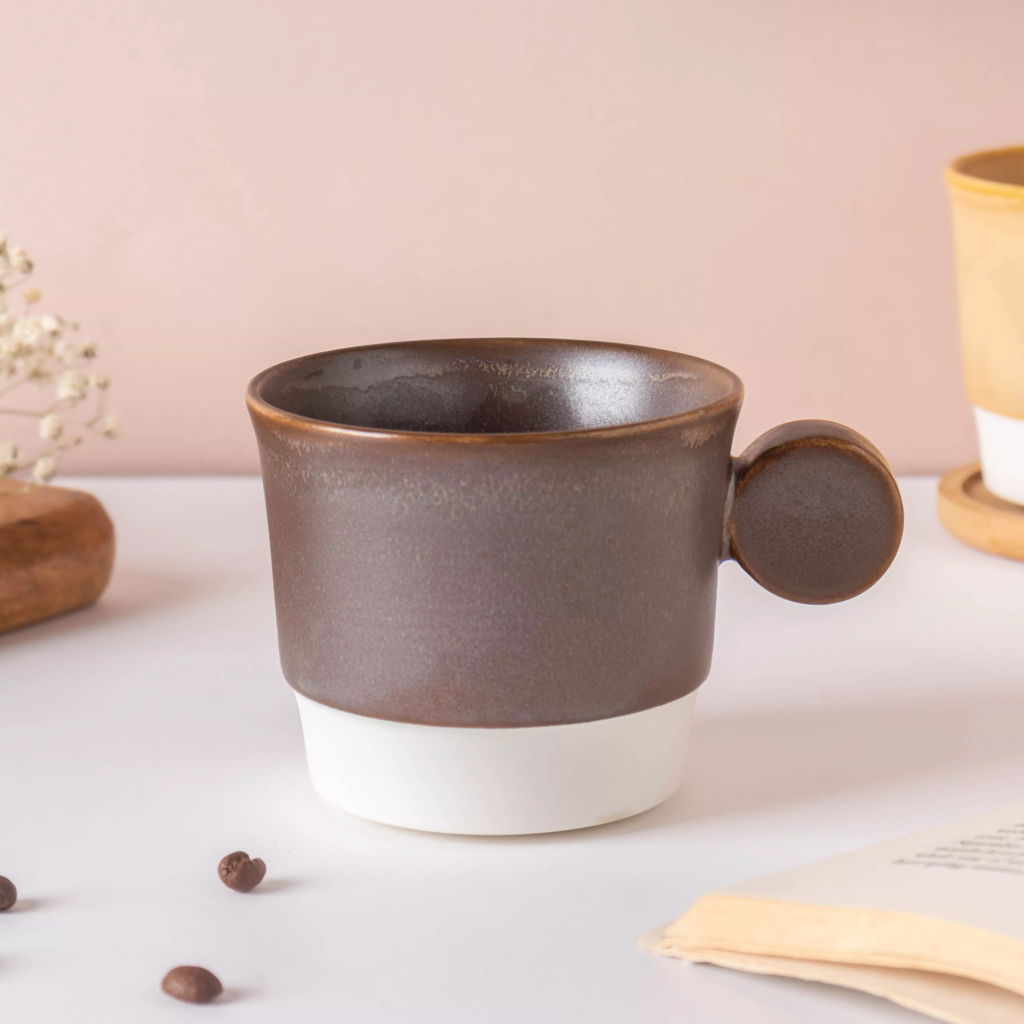 Stackable Ceramic Cup Brown 200 ml