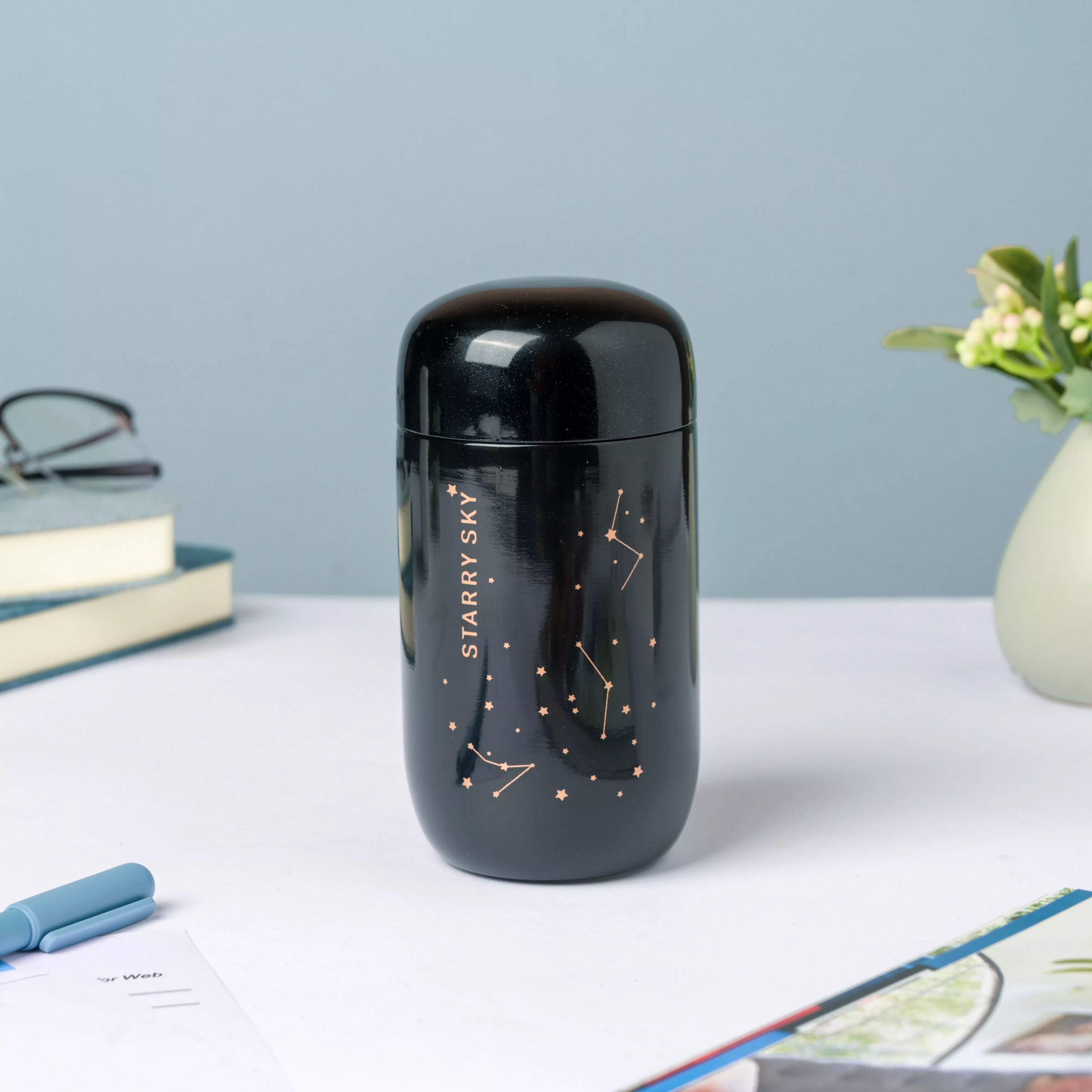 Starry Sky Mini Stainless Steel Flask Black 200ml