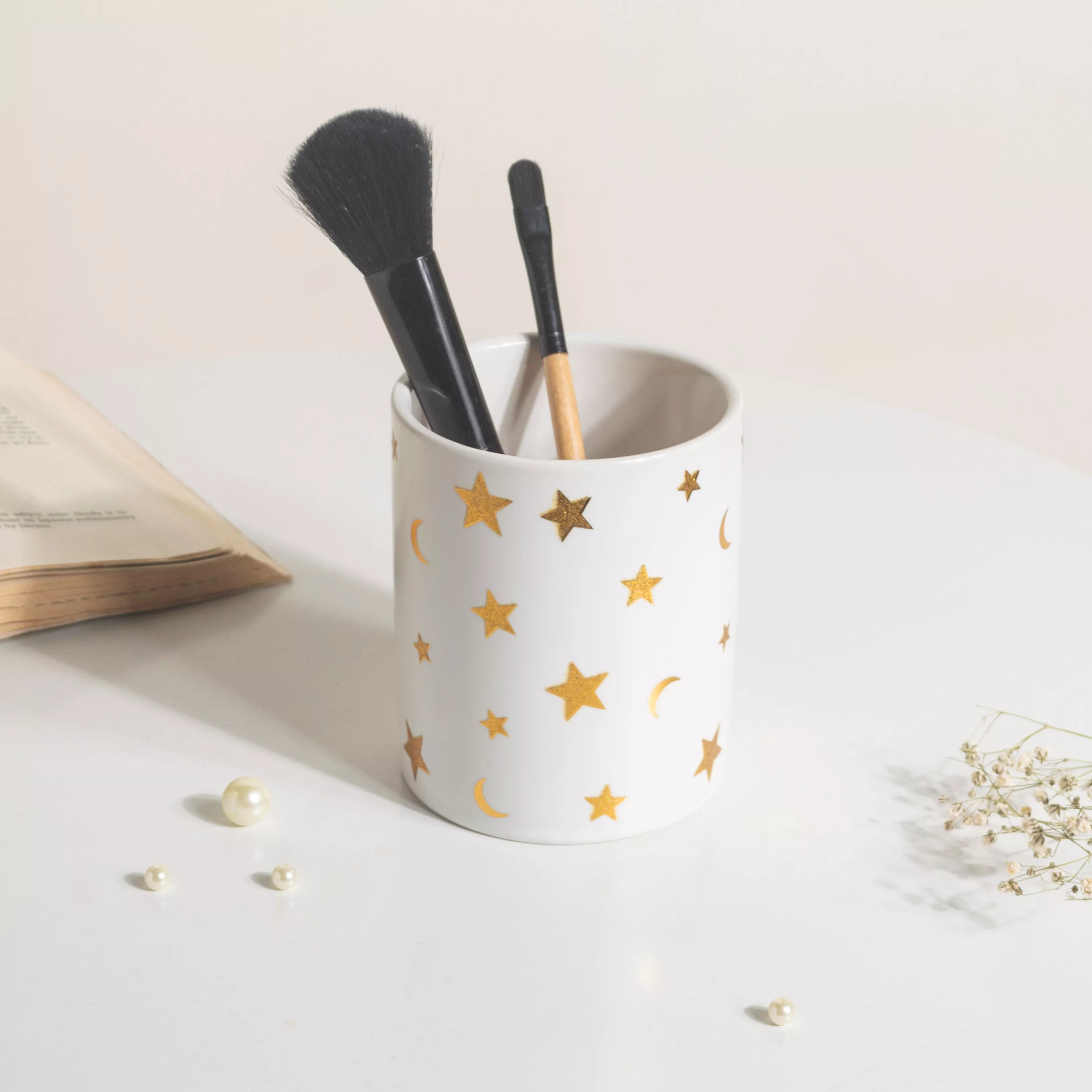 Stars and Moons White Ceramic Organiser