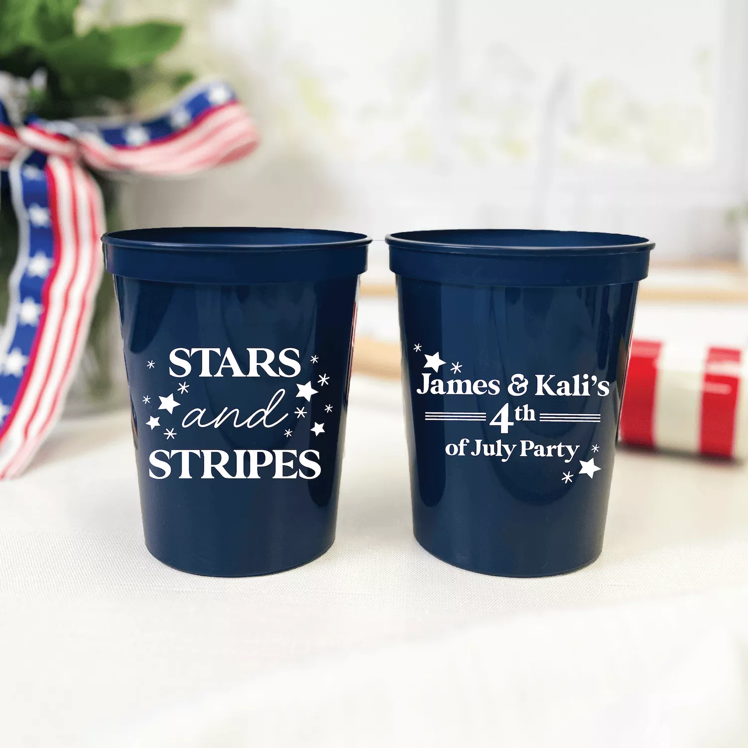 Stars and Stripes Personalized Stadium Cups
