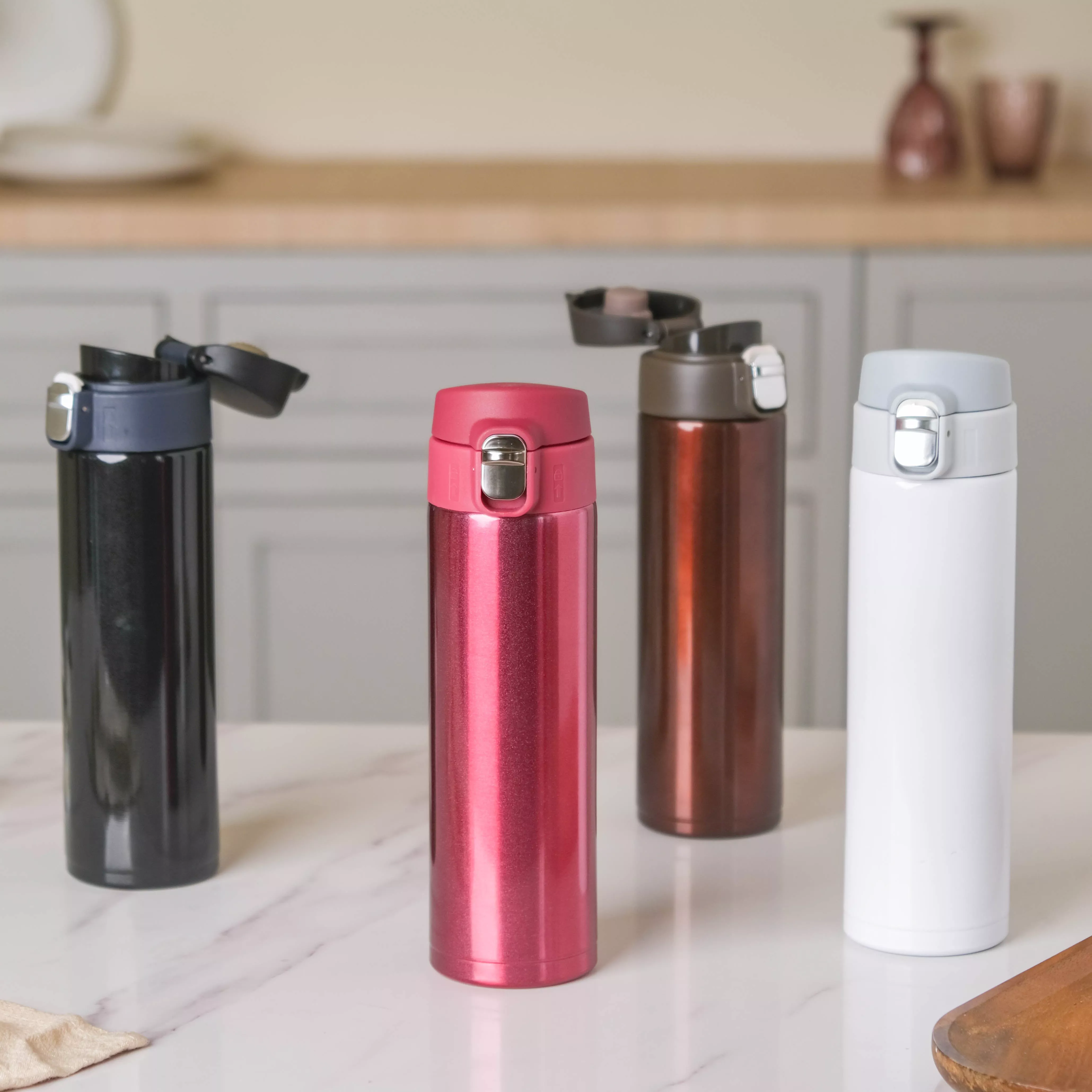 Steel Flask Bottle|Brown&White&Black&Red