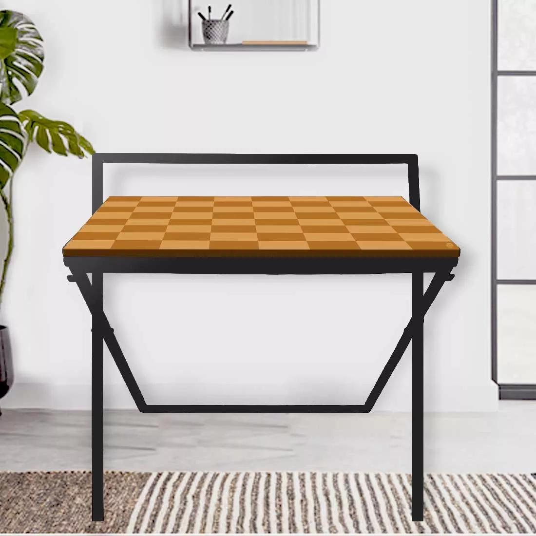 Study Table for Office Work Foldable Writing Desk-Brown Chess