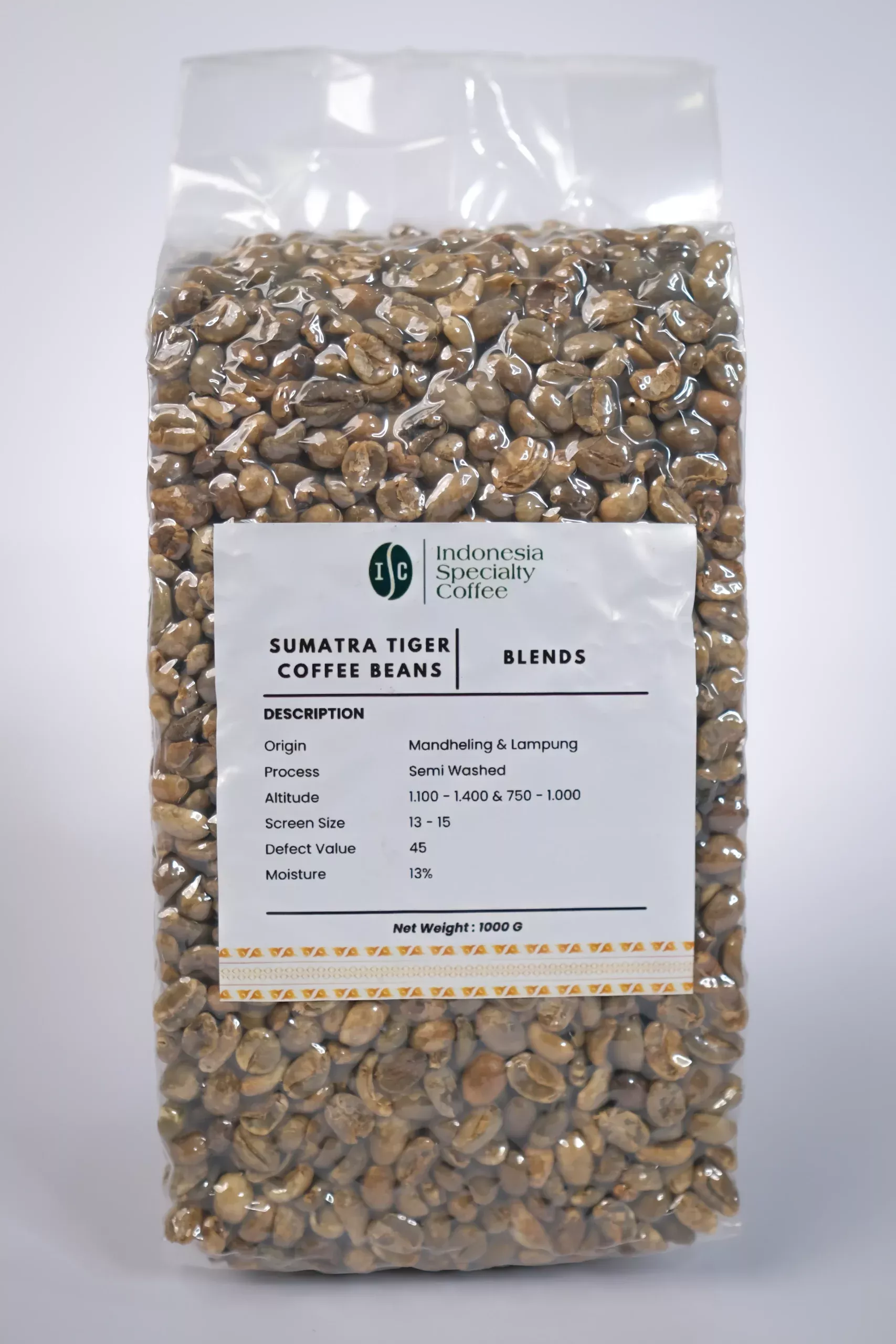 Sumatra Tiger Grade 3 Special Green Coffee Beans