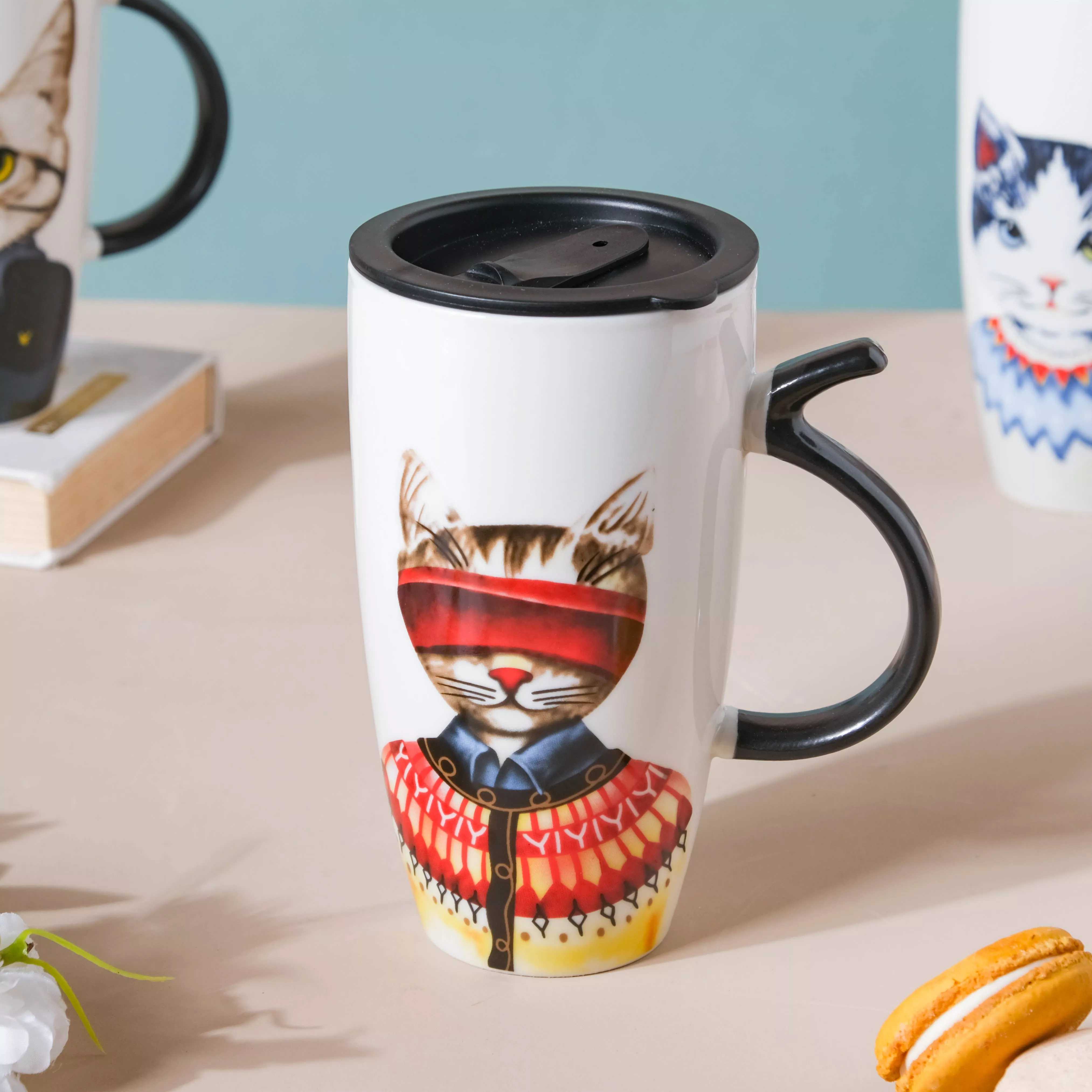 Tall Cat Mug|Black&Blue&Red&Blue&Red