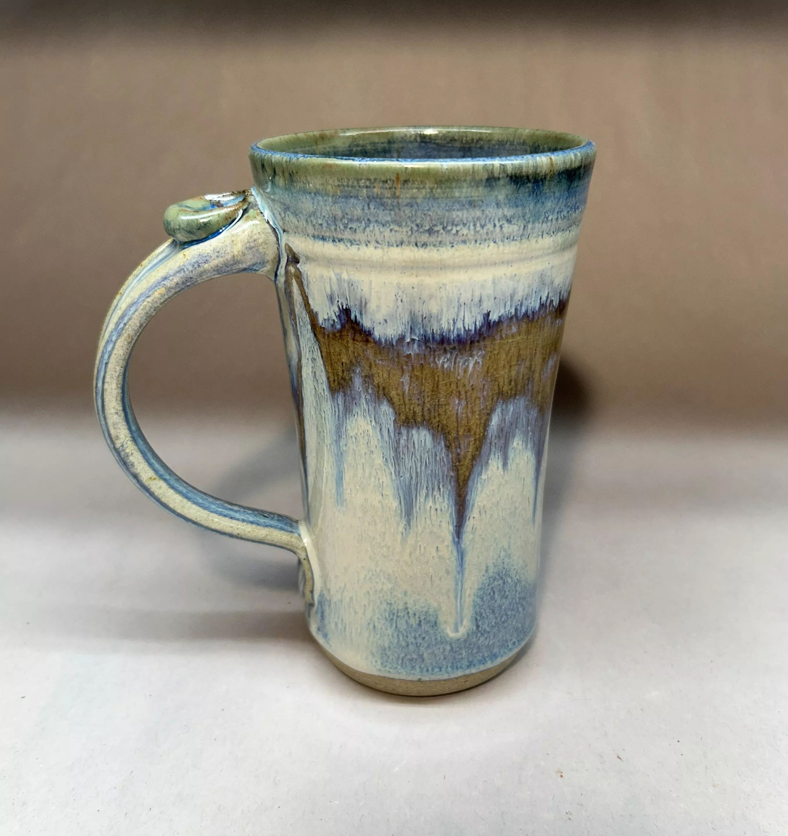 Tall Handmade Pottery Mug Electric Blue Glaze