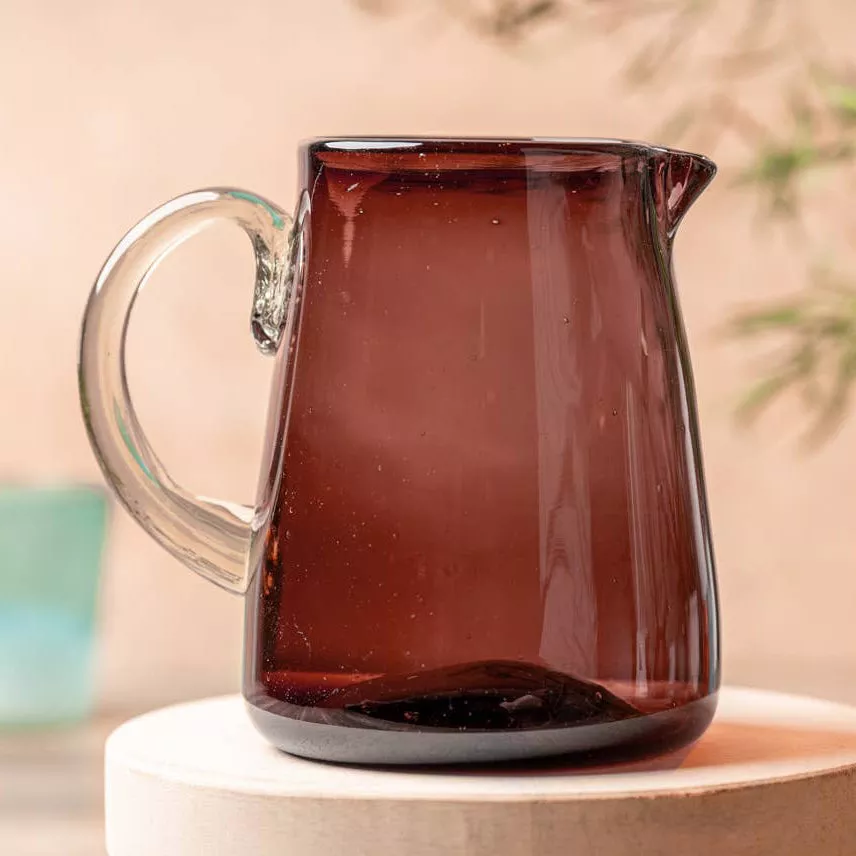 Tamarind Handblown Glass Pitcher