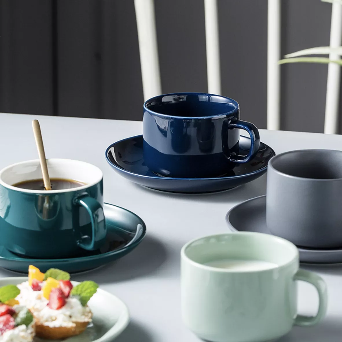 Teacup and Plate|Mint Green&Blue&Ash&Green