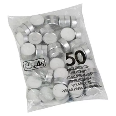 TEALIGHTS METAL CUP 50 CT 4-5 HR