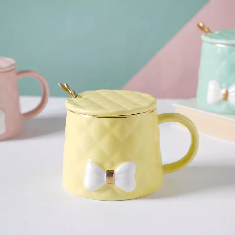 Textured Bow Cup|Pink&Yellow&Purple&Green