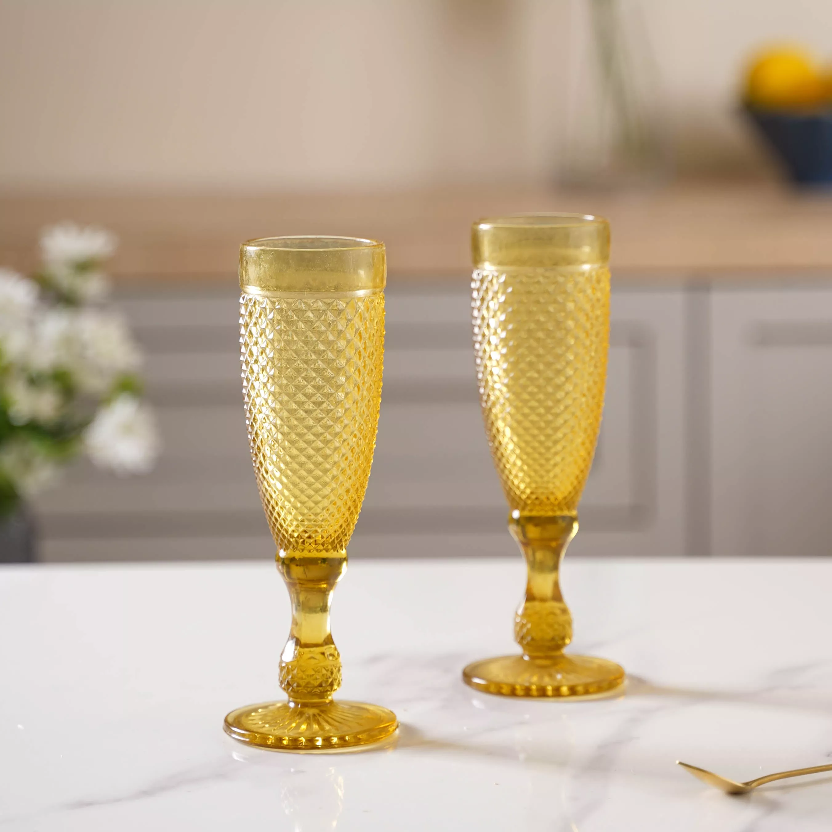Textured Crystal Drinking Glass Set of 2