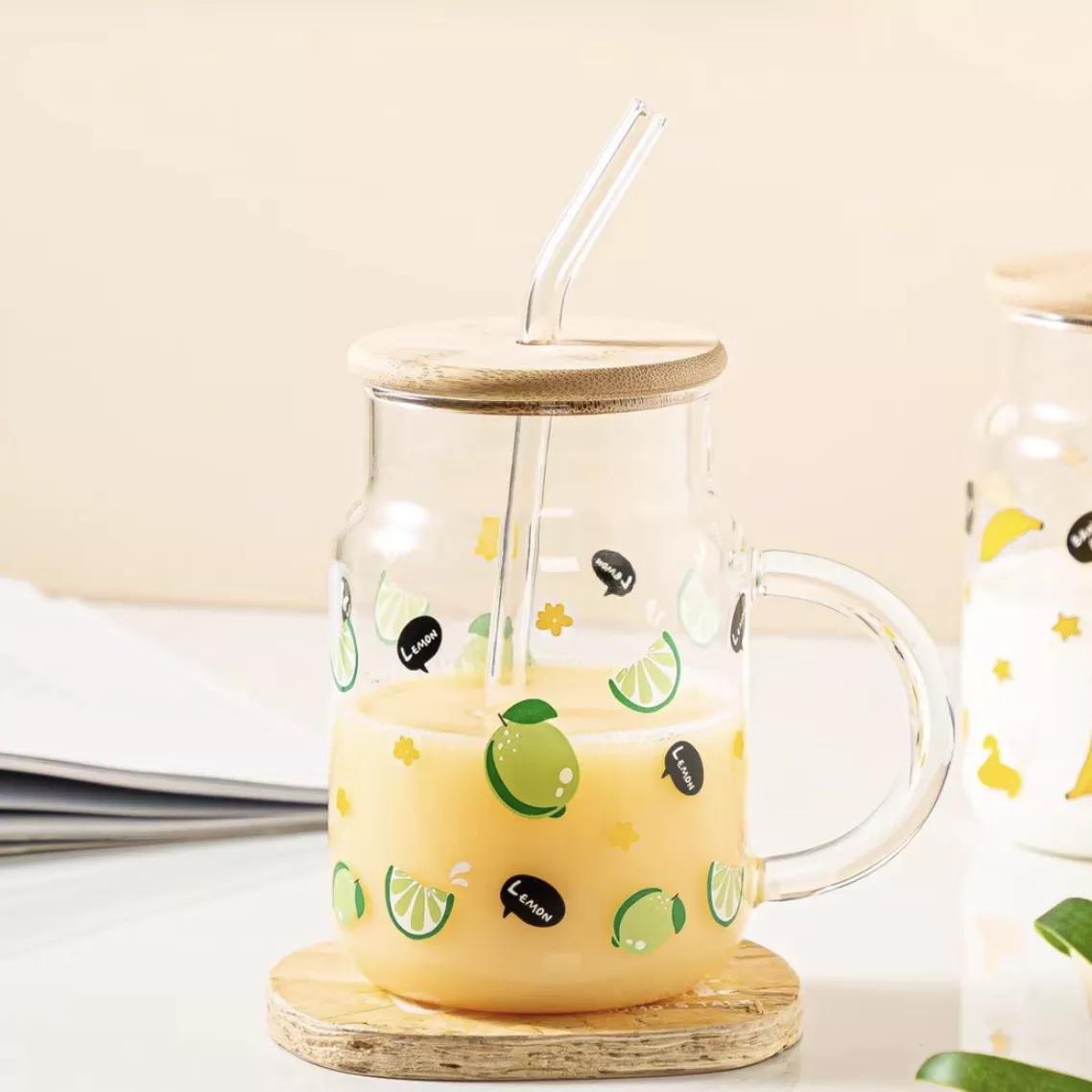 Transparent Sipper|Peach&Green&Yellow&Red