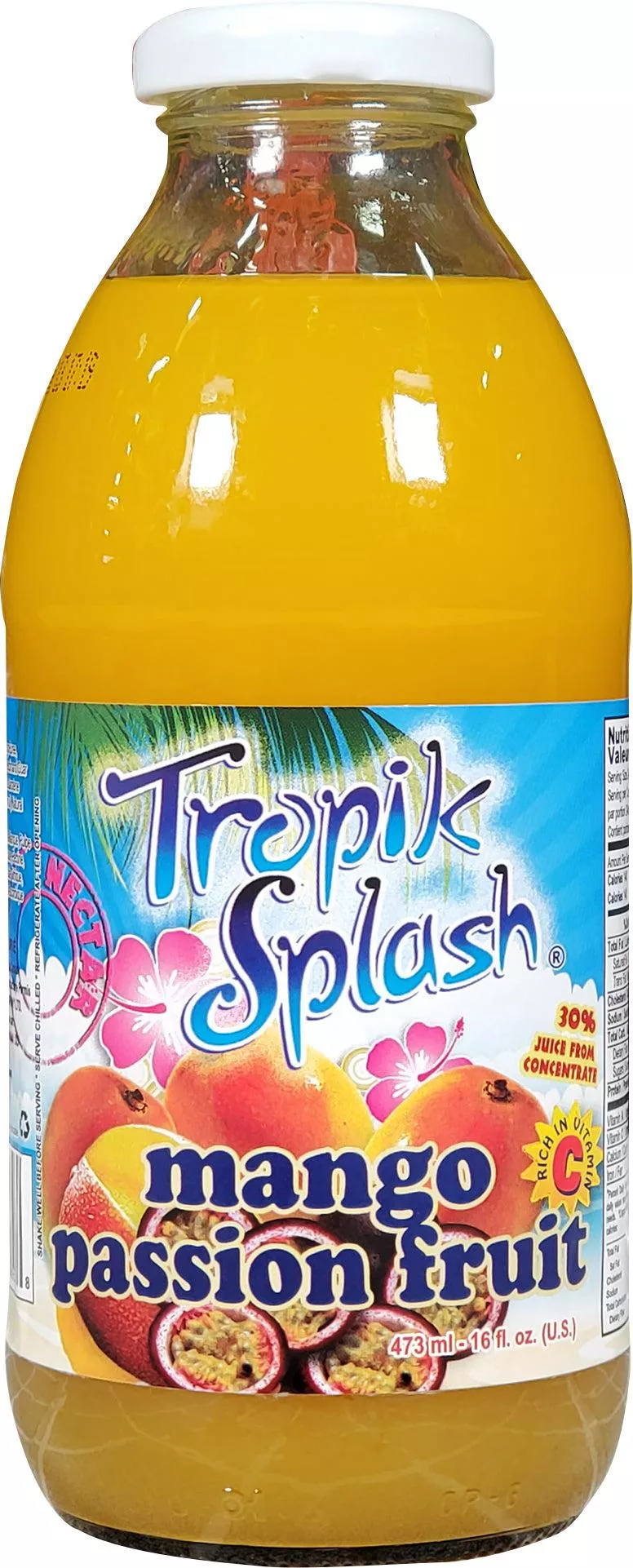 Tropik Splash- Mango Passion Fruit, 473mL Bottle, Pack of 12