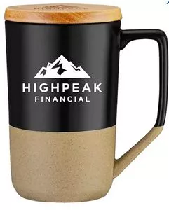 Two Tone Ceramic Mug With Lid 15 oz