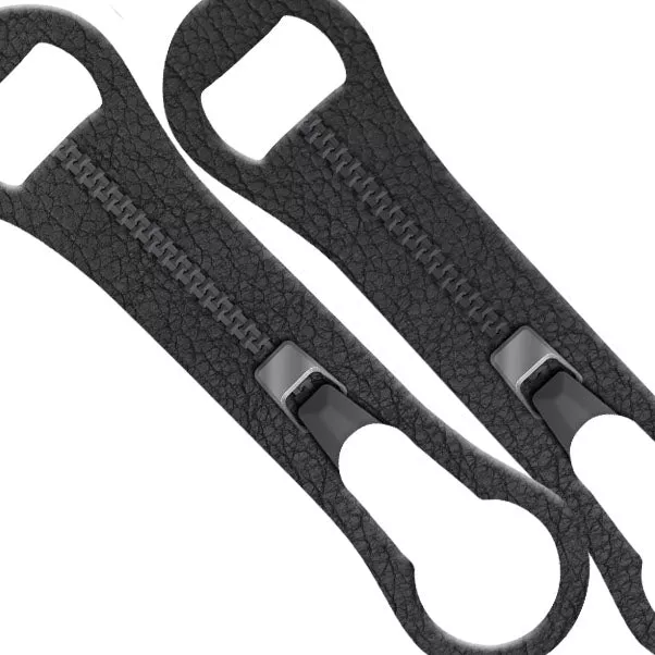V-ROD BOTTLE OPENER - Black Leather Zipper