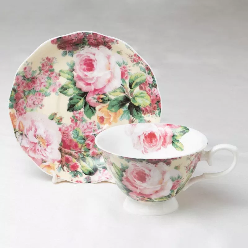 Victorian Vintage Rose Cup & Saucer