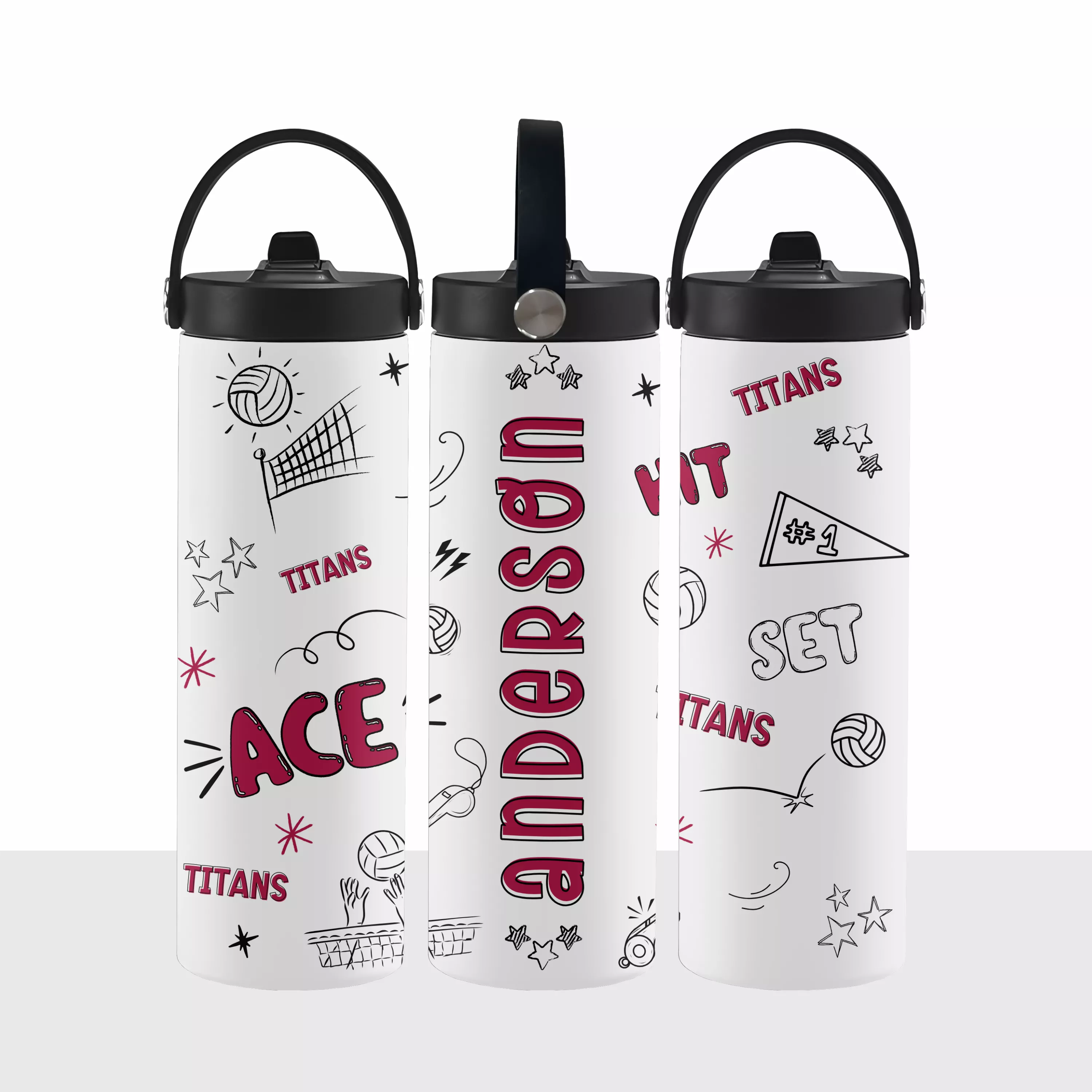 VOLLEYBALLPERSONALIZED Titans Doodle WATER BOTTLE